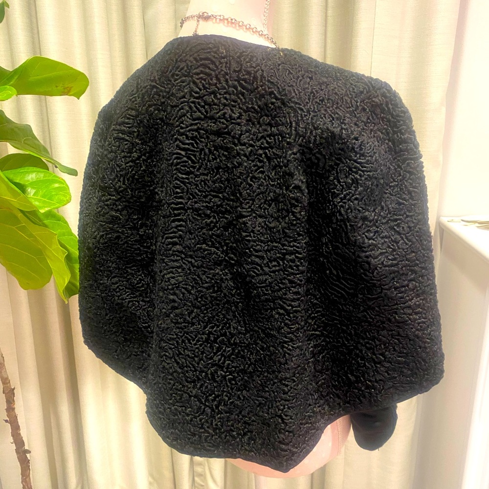 Vintage 1950s Black Sheep Skin Cape
